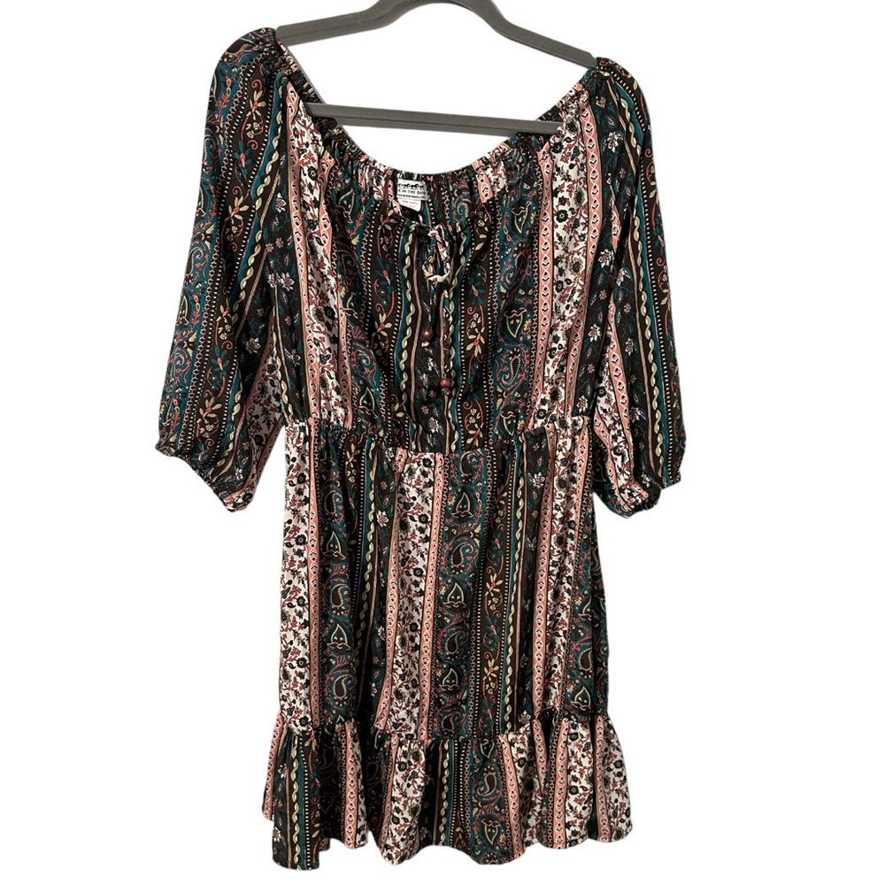 Back in the Saddle Babydoll Boho Rodeo Dress Prairie Western Nothing Matches L